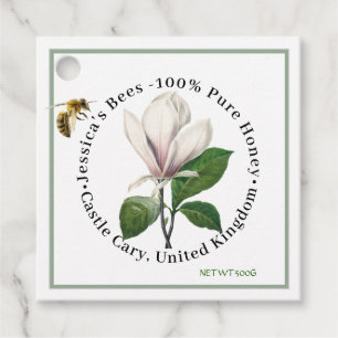 Honey Jar Neck Tag mit Magnolia Blume und Biene Geschenkanhänger