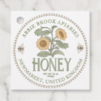 Honey Jar Neck Tag Vintag Sonnenblumen und Honigbi