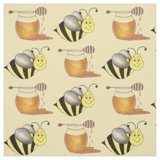 Honey Jar Pot Honeypot Bee Honeybee Bumblebee Stoff (Muster)