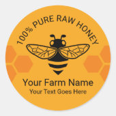 Honey Jar Pure Raw Honey Bee Apiary Beekeeper Runder Aufkleber (Vorderseite)