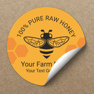 Honey Jar Pure Raw Honey Bee Apiary Beekeeper Runder Aufkleber