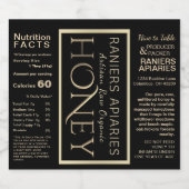 HONEY JAR WATERPROOF LEBENSMITTELETIKETT BLACK GOL SCHAUMWEINETIKETT (Einzelnes Label)