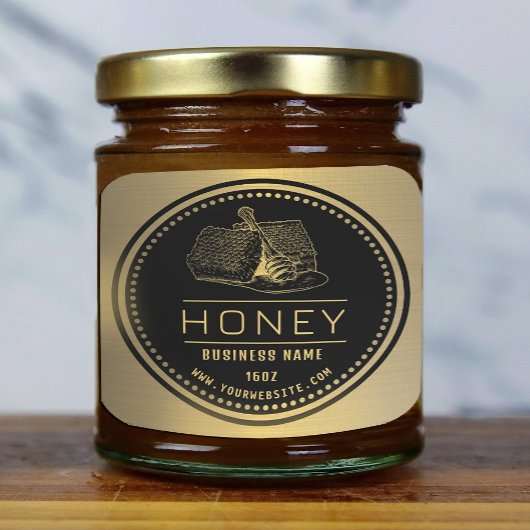 Honey Label Black Gold | Honiglogo Quadratischer Aufkleber