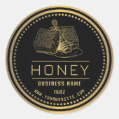 Honey Label Black Gold | Honiglogo Runder Aufkleber (Vorderseite)