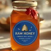 Honey Label Gold Skep Bienen gepunktete Border Bla Runder Aufkleber