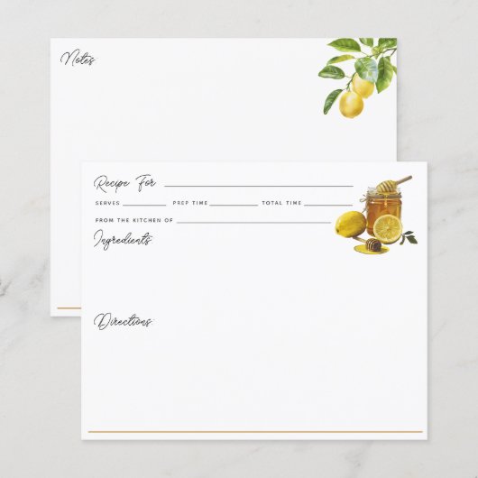 Honey Lemon Rezept Card (Vorne/Hinten)