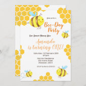 Honey Little Bee 1. Geburtstag Einladung (Vorne/Hinten)