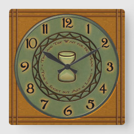Honey Maple and Pine Pottery Craftsman-Style Quadratische Wanduhr