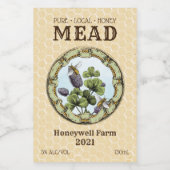 Honey Mead Bee and Clover Weinetikett (Einzelnes Label)