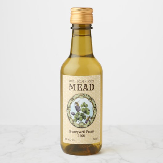 Honey Mead Bee and Clover Weinetikett (Vorderseite)