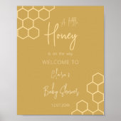 Honey Minimal Golden Beige Babydusche Willkommen Poster (Vorne)