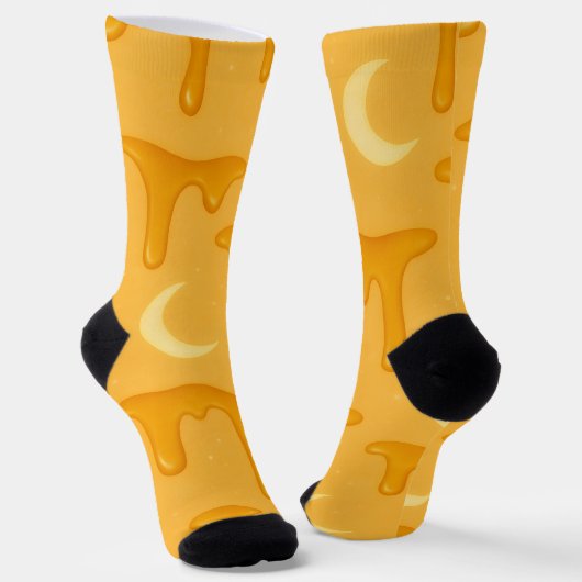 Honey-moon Magic – Dripping Honey & Crescent Moon Socken (Gewinkelt)