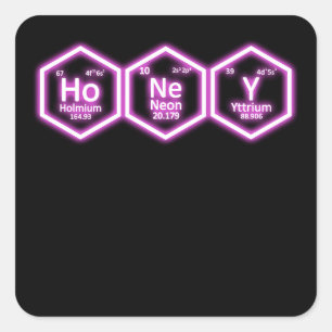Honey Neon Element Periodic Table Science Quadratischer Aufkleber