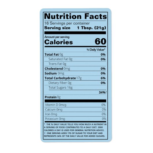 Honey Nutrition Facts Blue Product (Vorne)