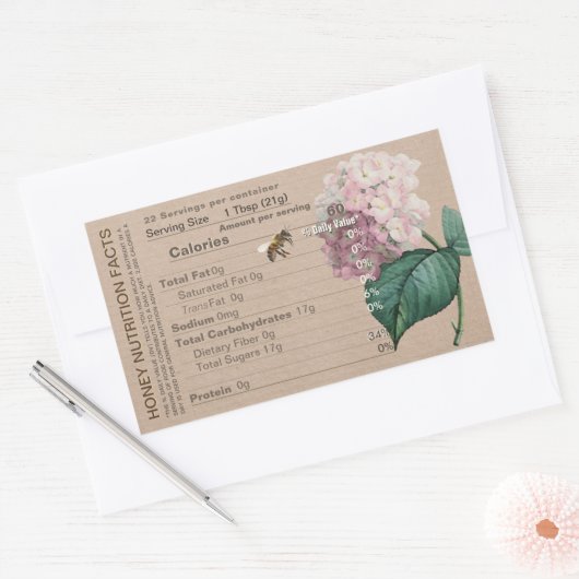 Honey Nutrition Facts Hydrangea Honeybee Kraft Rechteckiger Aufkleber (Umschlag)