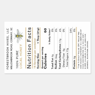Honey Nutrition Facts Label 2020 Vintages Bienengo Rechteckiger Aufkleber