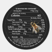 Honey Nutrition Facts Säugling Warning & Bee Black Runder Aufkleber (Vorderseite)