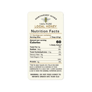 Honey Nutrition Fakten mit Säugling Warning & Bee  Adressaufkleber