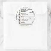 Honey Nutrition Fakten Round Label Apiary Name Bie Runder Aufkleber (Tasche)