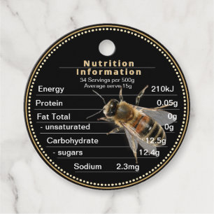 Honey Nutrition Information Tag Australien Black Geschenkanhänger