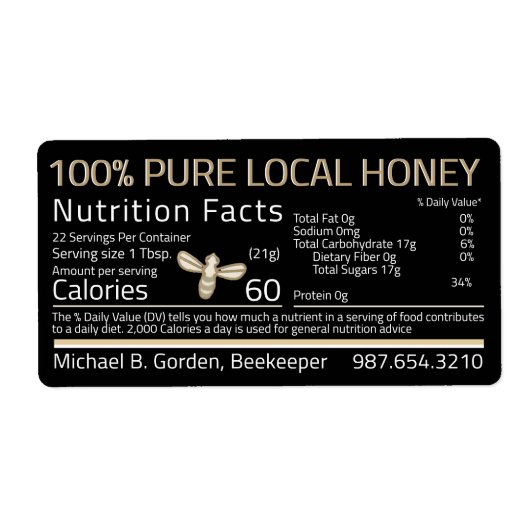 Honey Nutrition Little Bee Shipping Labels Black (Vorne)