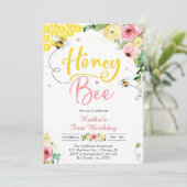 Honey One Honey Bee 1st Birthday Invitation Einladung (Stehend Vorderseite)