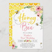 Honey One Honey Bee 1st Birthday Invitation Einladung (Vorne/Hinten)
