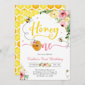 Honey One Honey Bee 1st Birthday Invitation Einladung (Vorne/Hinten)