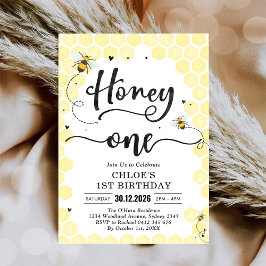 Honey One Honey Bee 1st Birthday Invitation Einladung
