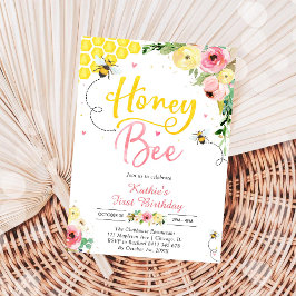 Honey One Honey Bee 1st Birthday Invitation Einladung