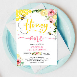 Honey One Honey Bee 1st Birthday Invitation Einladung