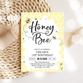 Honey One Honey Bee 1st Birthday Invitation Einladung