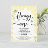 Honey One Honey Bee 1st Birthday Invitation Einladung (Stehend Vorderseite)