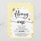 Honey One Honey Bee 1st Birthday Invitation Einladung (Vorne/Hinten)