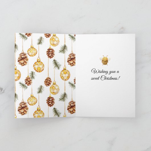 Honey Ornaments Happy Bees Christmas Pine Cones Karte (Innenseite)