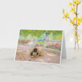 Honey Pekingese in Floral Setting Karte (Gelbe Blume)