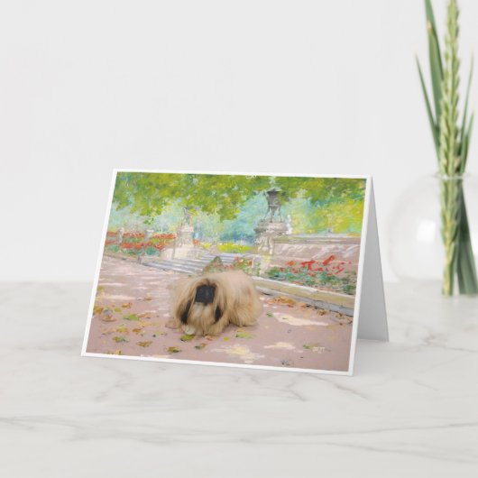 Honey Pekingese in Floral Setting Karte (Vorderseite)