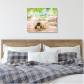 Honey Pekingese in Floral Setting Leinwanddruck (Insitu (Schlafzimmer))