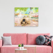 Honey Pekingese in Floral Setting Leinwanddruck (Insitu (Wohnzimmer))