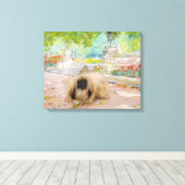 Honey Pekingese in Floral Setting Leinwanddruck (Insitu (Holzboden))