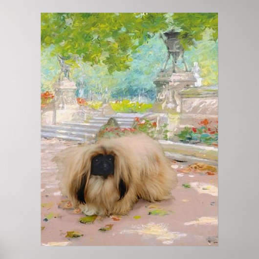 Honey Pekingese in Floral Setting Poster (Vorne)
