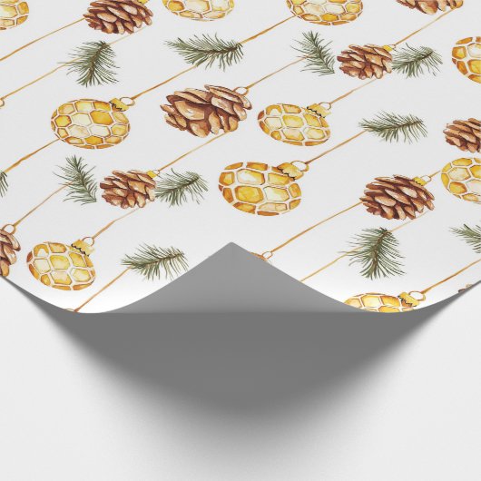 Honey Pine Cones Christmas Geschenkpapier (Ecke)