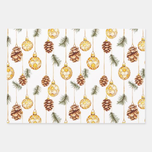 Honey Pine Cones Christmas Geschenkpapier Set (Vorderseite)