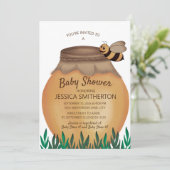 Honey Pot and Honeybee Girl Boy Baby Shower Einladung (Stehend Vorderseite)