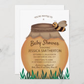 Honey Pot and Honeybee Girl Boy Baby Shower Einladung (Vorne/Hinten)
