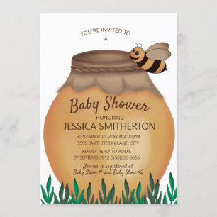 Honey Pot and Honeybee Girl Boy Baby Shower Einladung