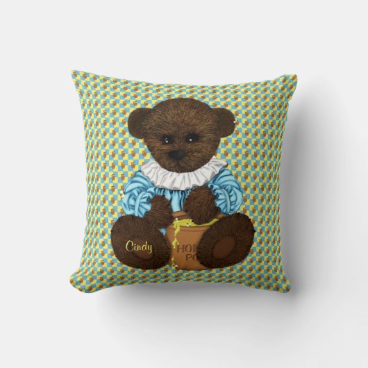 Honey Pot Bear-Blue-Yellow-Throw-Kissen Kissen (Vorderseite)