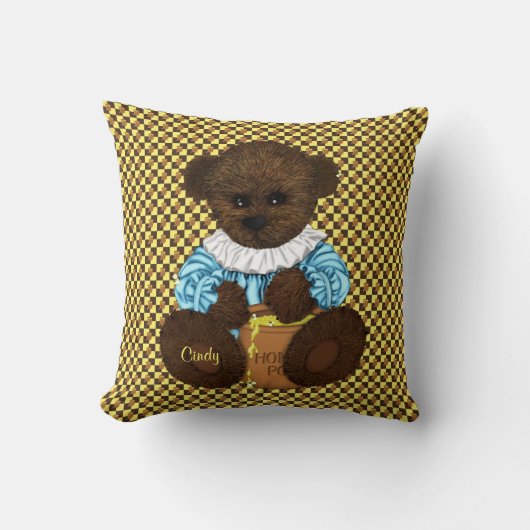 Honey Pot Bear Brown Yellow Throw Kissen (Vorderseite)