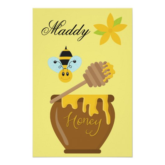 Honey Pot Honeybee Kinderzimmer Kids Wall Art Prin Poster (Vorderseite)