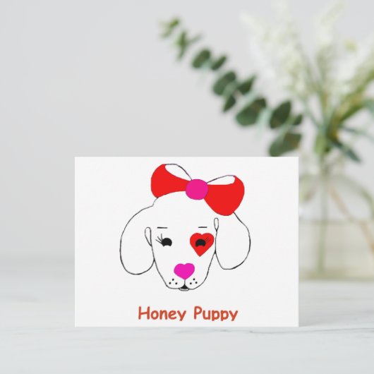 Honey Puppy Postcard Postkarte (Stehend Vorderseite)